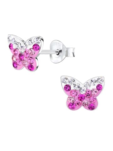 schmuck23 Ohrringe 925 Silber Schmetterling in Pink