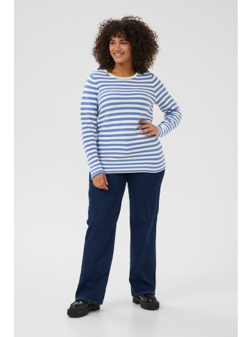 KAFFE curve Strickpullover KCninka in Blue/Chalk Stripe