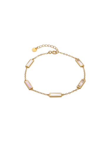 Luxenter Armband aus 925er Sterlingsilber und weißem Perlmutt, 18 Karat vergoldet – Limy