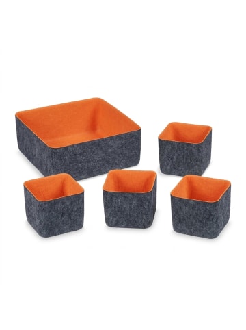 relaxdays 5-tlg. Schubladen Organizer Set in Dunkelgrau/ Orange