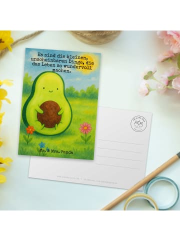 Mr. & Mrs. Panda Postkarte Avocado Kern Design mit Spruch in Weiß