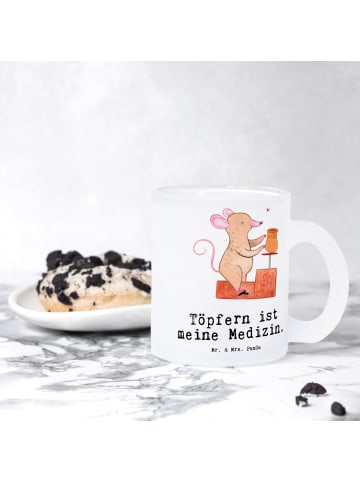 Mr. & Mrs. Panda Trinkglas Maus Töpfern mit Spruch in Transparent