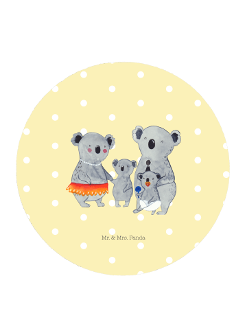 Mr. & Mrs. Panda Rund Magnet Koala Familie ohne Spruch in Gelb Pastell