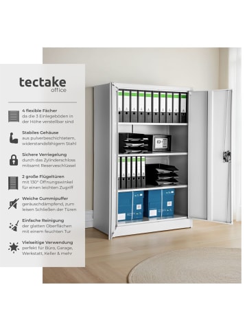 tectake Aktenschrank  140 x 90 x 40 cm, grau