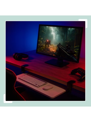 relaxdays Tastaturablage in Weiß - (B)65 x (T)24 cm
