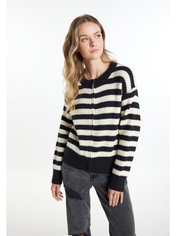 DreiMaster Damen Strickjacke in Schwarz Wollweiss