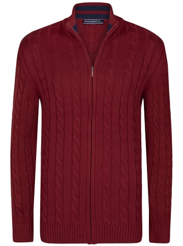 Felix Hardy Stehkragen Zopfmuster Pullover in Bordeaux