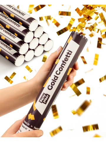 Partyjoker 10 Konfettikanonen Gold 30cm