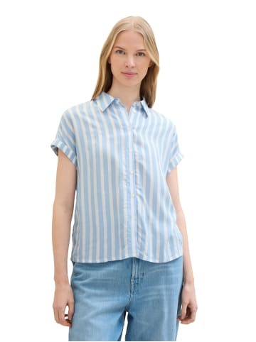 Tom Tailor Bluse Gestreiftes Kurzarm Shirt in Blau-3