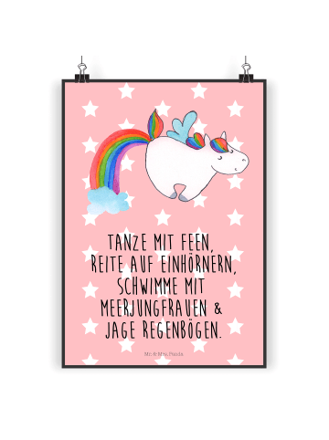 Mr. & Mrs. Panda Bild Einhorn Fliegendes Pferd mit Spruch in Rot Pastell