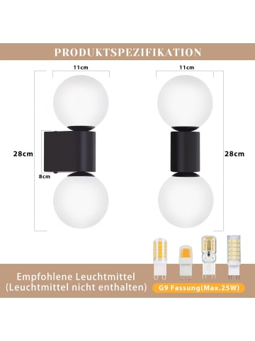 ZMH 2-flammige G9 Wandleuchte in weiß