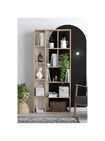 CALICOSY Bücherregal DEMIOS in Trinken - (W) 75  x (H) 170  x (L) 18  cm