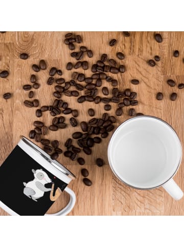 Mr. & Mrs. Panda Kaffeetasse 8. Hochzeitstag Blechhochzeit mit S... in Schwarz