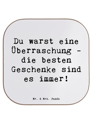 Mr. & Mrs. Panda Untersetzer Überraschung Adoptivkind mit Spruch in Weiß