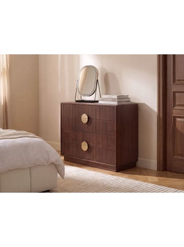 Beliani Kommode NUMURKAH in Braun/Gold - (W) 80 x (H) 85 x (L) 40 cm