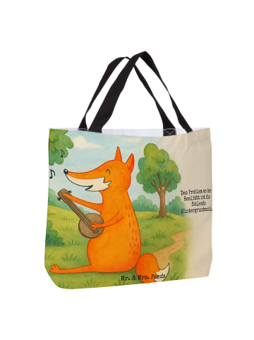 Mr. & Mrs. Panda Tote Bag Fuchs Gitarre Design mit Spruch in Weiß
