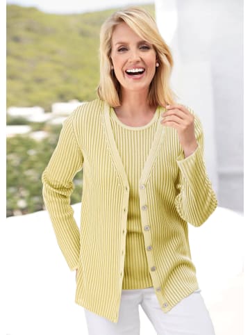 GOLDNER Pflegeleichte Strickjacke in hochwertiger Rippenstruktur in gelb