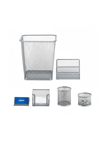 relaxdays 6tlg. Schreibtischorganizer Set in Silber