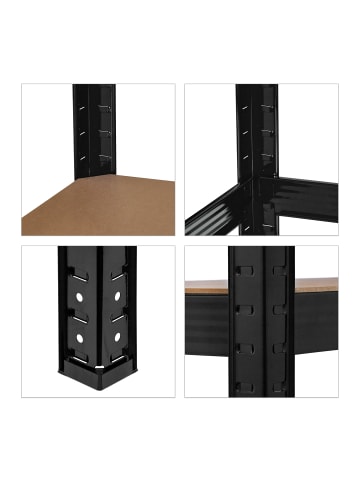 relaxdays Schwerlastregal in Schwarz - (B)70 x (H)180 x (T)30 cm
