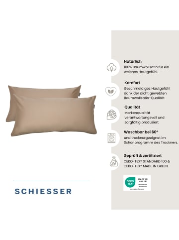 Schiesser Satin Kissenhüllenset Ella 2-teilig in Cappuccino