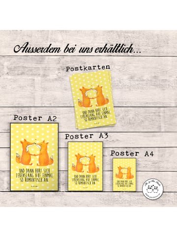 Mr. & Mrs. Panda Bild Füchse Liebe mit Spruch in Gelb Pastell