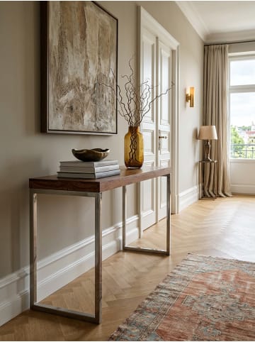 KADIMA DESIGN Konsolentisch ISEN: Flexibel, 120x76x45 cm, Massivholz, Chromgestell in Braun