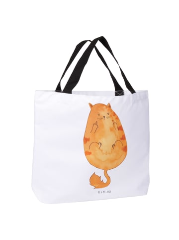 Mr. & Mrs. Panda Tote Bag Katze Frühaufsteher ohne Spruch in Weiß