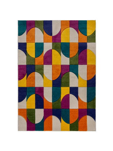 KADIMA DESIGN Bunter, langlebiger Teppich mit Retro-geometrischem Muster
