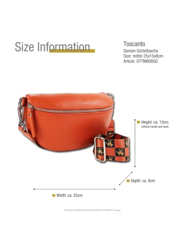 Toscanto Leder Gürteltasche Toscanto Tasche orange ca. 25cm