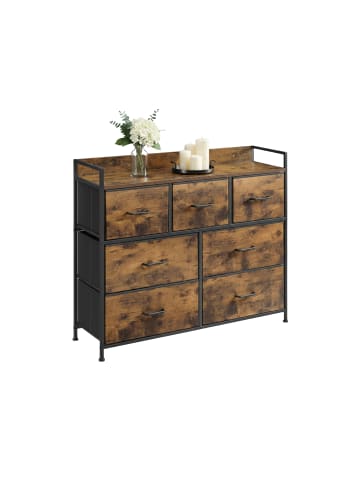 relaxdays Kommode in Schwarz/ Braun - (B)85 x (H)98 x (T)28,5 cm