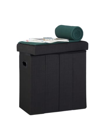 relaxdays Sitzhocker in Schwarz - (B)46 x (H)49,5 x (T)25,5 cm
