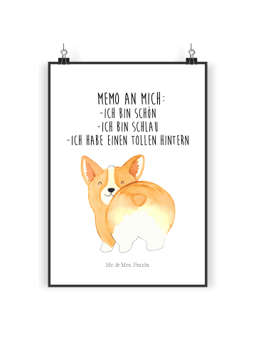 Mr. & Mrs. Panda Poster Corgi Po mit Spruch in Weiß