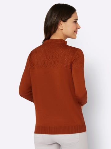 Sieh an! Langarm-Pullover in rostrot