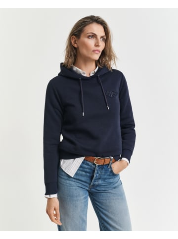 Gant Tonal Shield Hoodie in Evening Blue