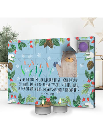 Mr. & Mrs. Panda Duftkerzen Adventskalender Otter Stein mit Spruch in Eisblau