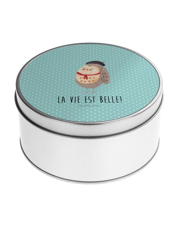 Mr. & Mrs. Panda Erinnerungsbox Eule Frankreich mit Spruch in Türkis Pastell