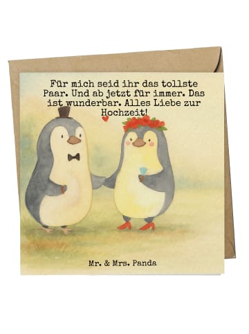 Mr. & Mrs. Panda Glückwunschkarte Hochzeit Pinguin Design mit Sp... in Weiß