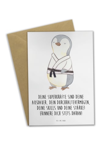Mr. & Mrs. Panda Grußkarte Sportliche Wettkämpfe Superkräfte mit... in Weiß