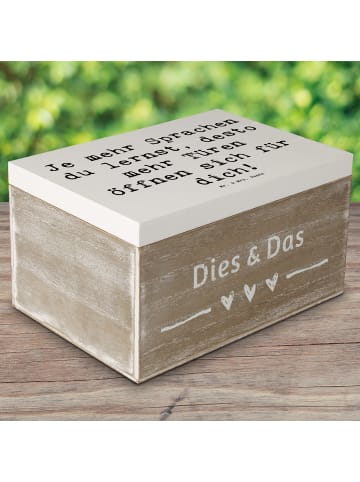 Mr. & Mrs. Panda Box Spruch Sprachen lernen und anwenden mit Spruch in Weiß