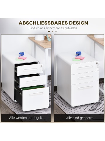 Vinsetto Rollcontainer-B39 x T48 x H59 cm-Weiß