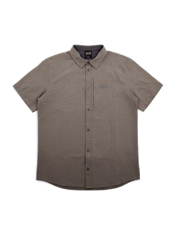 Jack Wolfskin Hemd Stretch Shirt kurzarm Herren Hemd Outdoor Wandershirt in Grün