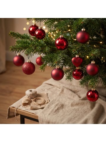Home&Styling Collection Set mit 42 Glas-Weihnachtskugeln, Ø 5 in Rot, (B) 13 x (H) 28 x (L) 36 cm