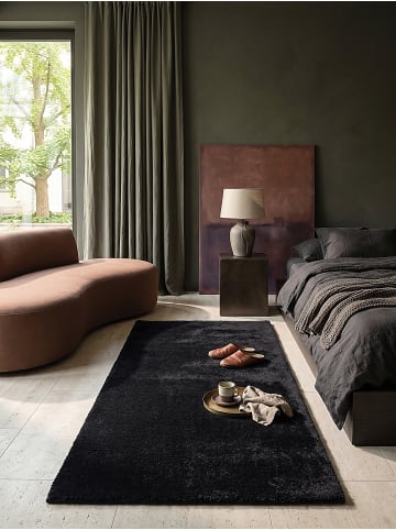 KADIMA DESIGN Läufer Uni rutschhemmend weich wohnlich Wohnzimmer Schlafzimmer in Schwarz