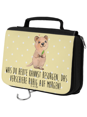 Mr. & Mrs. Panda Kulturbeutel Quokka Happy mit Spruch in Gelb Pastell