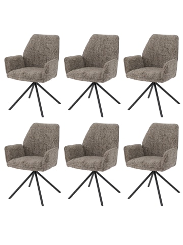MCW 6er-Set Esszimmerstuhl G67, Gestell schwarz, braun