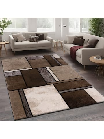 KADIMA DESIGN Teppich Kurzflor Geometrisch Wohnzimmer in Braun