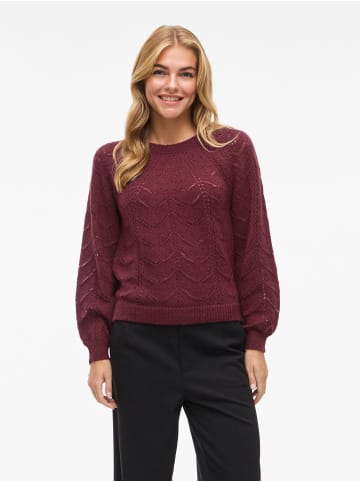 Vila Eleganter Pullover mit verspieltem Strickmuster und Rundhals. in Bordeaux