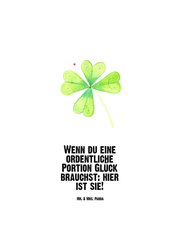Mr. & Mrs. Panda Trinkflasche Edelstahl Blume Kleeblatt mit Spruch in Weiß