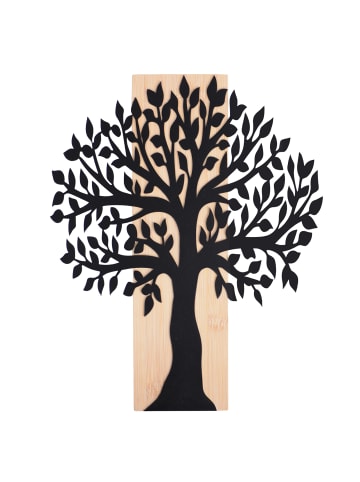 UNUS Aufhänger Metallbaum Schwarz Bambusbrett groß in Schwarz