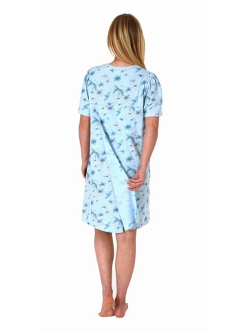 NORMANN Pflegenachthemd kurzarm Rückenteil offen - 73968 in hellblau
